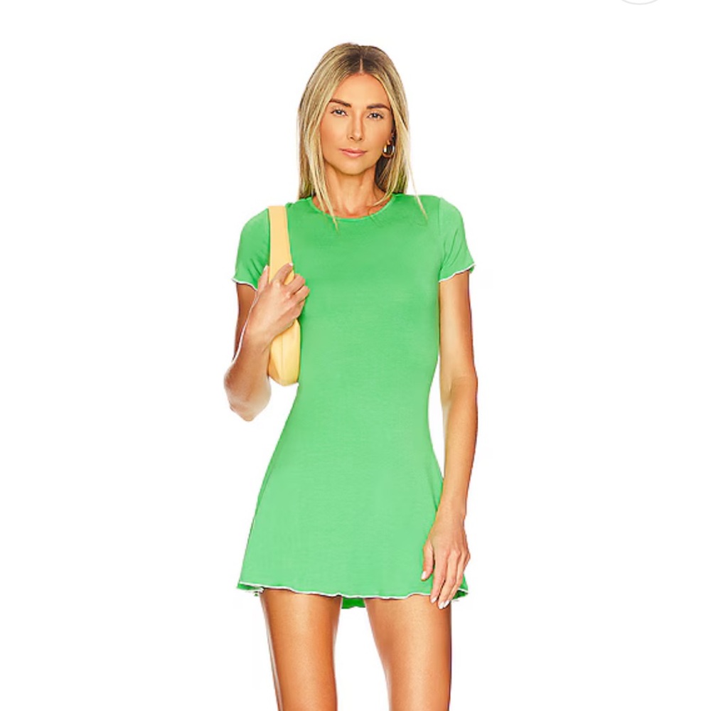 Superdown Green Mini Dress with Ruffle Edges